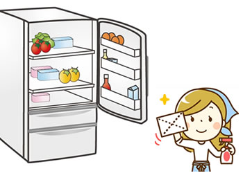 冷蔵庫のお掃除は手際よく。